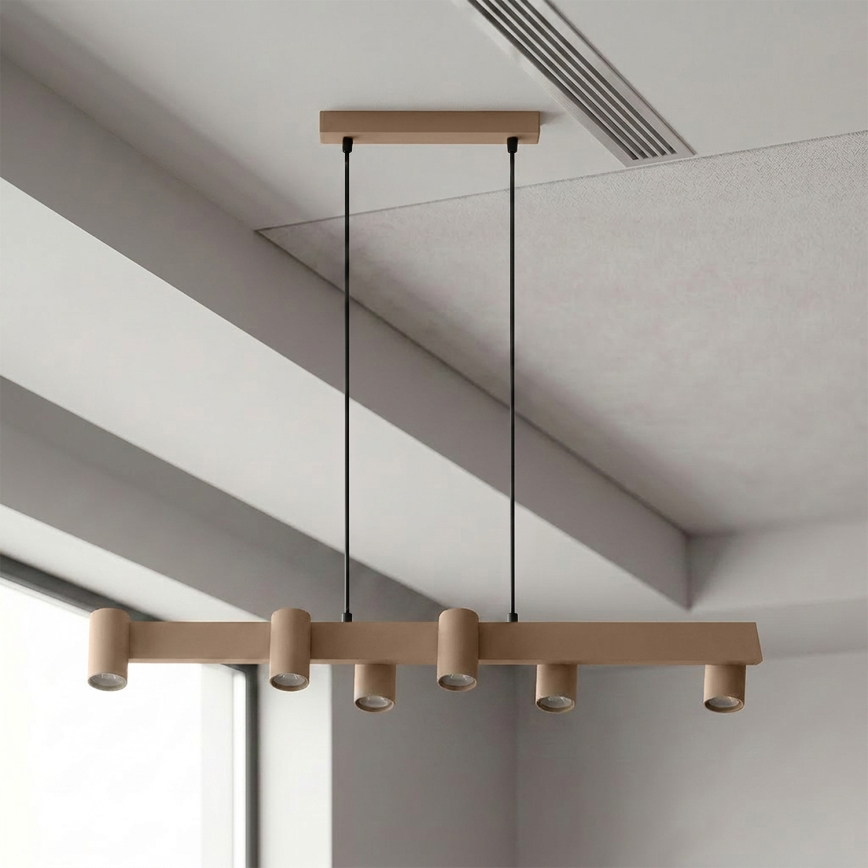 Brilagi - LED RGBW димируем полилей на кабел SELE 6xGU10/6,5W/230V 2700-6500K бежов + дистанционно управление
