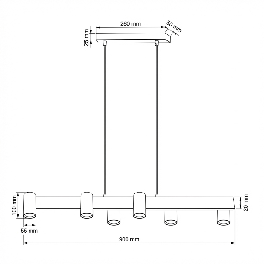 Brilagi - LED RGBW димируем полилей на кабел SELE 6xGU10/6,5W/230V 2700-6500K бежов + дистанционно управление