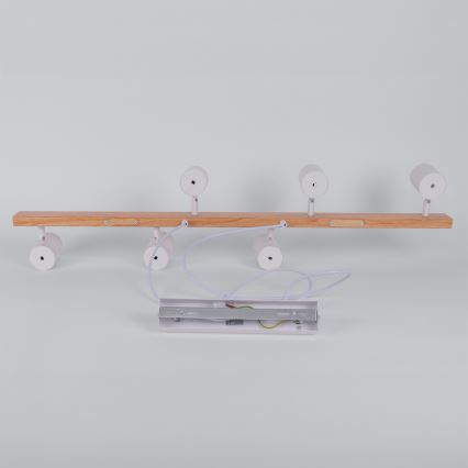 Brilagi - LED RGBW димируем полилей на кабелно окачване SELE 6xGU10/6,5W/230V 2700-6500K бял/дъбов декор + дистанционно управление
