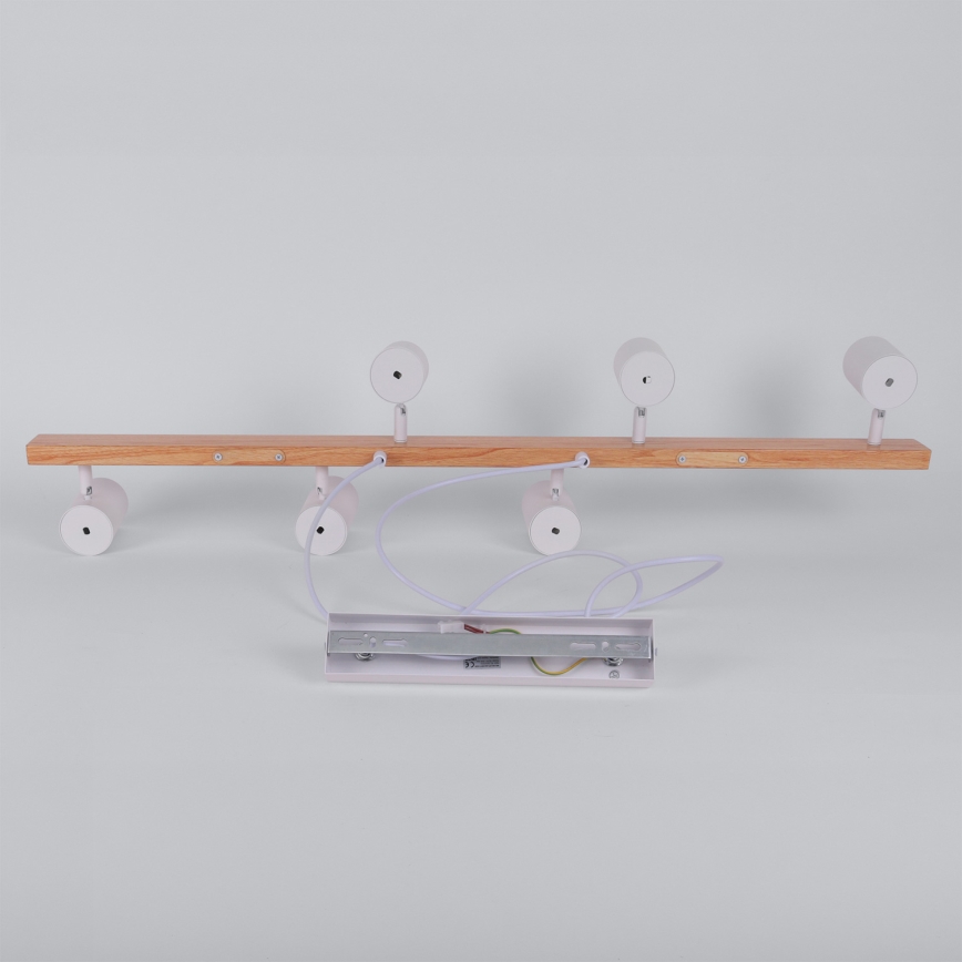 Brilagi - LED RGBW димируем полилей на кабелно окачване SELE 6xGU10/6,5W/230V 2700-6500K бял/дъбов декор + дистанционно управление