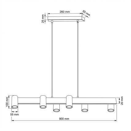 Brilagi - LED RGBW димируем полилей на кабелно окачване SELE 6xGU10/6,5W/230V 2700-6500K бял/дъбов декор + дистанционно управление