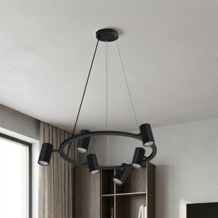 Brilagi - LED RGBW полилей с димиране на кабел SELE 6xGU10/6,5W/230V 2700-6500K черен + дистанционно управление