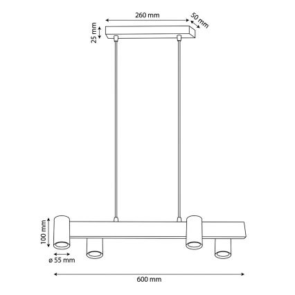 Brilagi - LED RGBW полилей с регулируема яркост на кабел SELE 4xGU10/6,5W/230V 2700-6500K бял