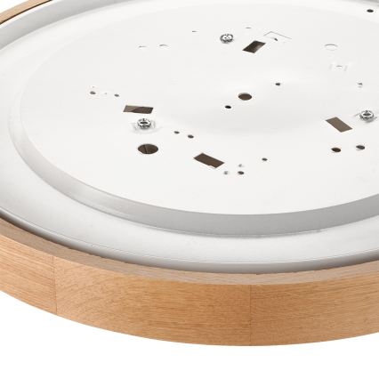 Brilagi - LED RGBW димируемо таванно осветително тяло CARVALHO SLIM 3xE27/15W/230V 2700-6500K Wi-Fi, цвят дъб, диаметър 47 см