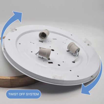 Brilagi - LED RGBW димируемо таванно осветително тяло CARVALHO SLIM 3xE27/15W/230V 2700-6500K Wi-Fi, цвят дъб, диаметър 47 см