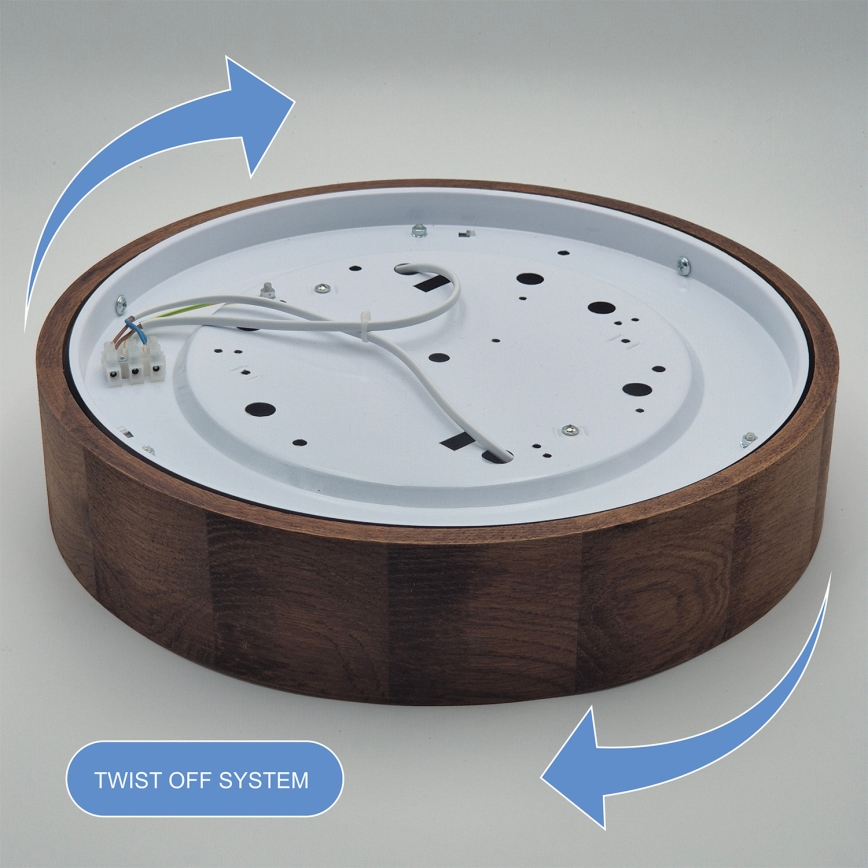 Brilagi - Димируемо LED RGBW таванно осветително тяло CARVALHO 2xE27/15W/230V 2700-6500K Wi-Fi, цвят дъб, Ø 37,5 cm