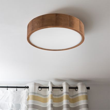 Brilagi - Димируемо LED RGBW таванно осветително тяло CARVALHO 2xE27/9W/230V 2700-6500K Wi-Fi, цвят дъб, Ø 37,5 cm