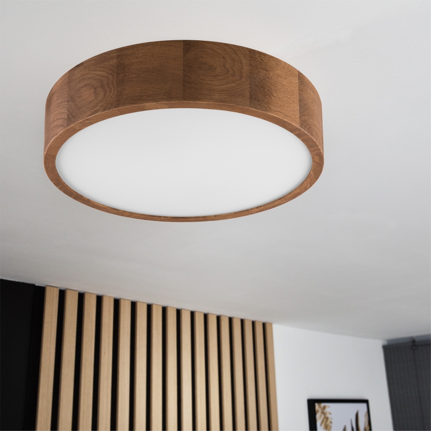 Brilagi - Димируемо LED RGBW таванно осветително тяло CARVALHO 2xE27/9W/230V 2700-6500K Wi-Fi, цвят дъб, Ø 37,5 cm