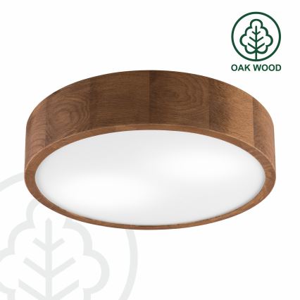 Brilagi - Димируемо LED RGBW таванно осветително тяло CARVALHO 2xE27/9W/230V 2700-6500K Wi-Fi, цвят дъб, Ø 37,5 cm