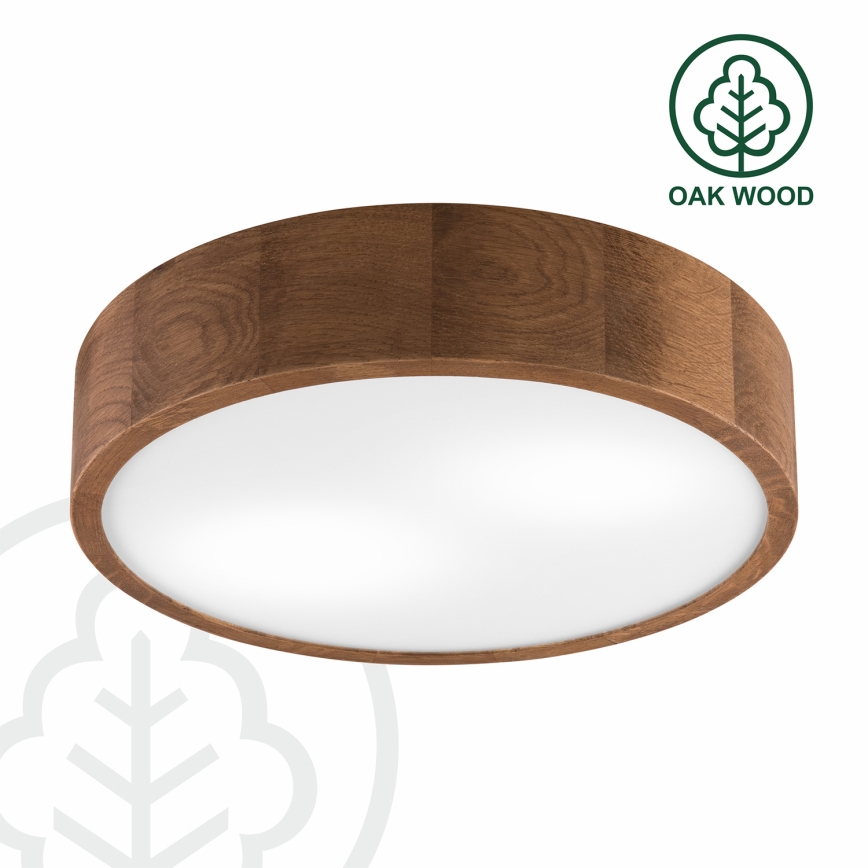 Brilagi - Димируемо LED RGBW таванно осветително тяло CARVALHO 2xE27/9W/230V 2700-6500K Wi-Fi, цвят дъб, Ø 37,5 cm