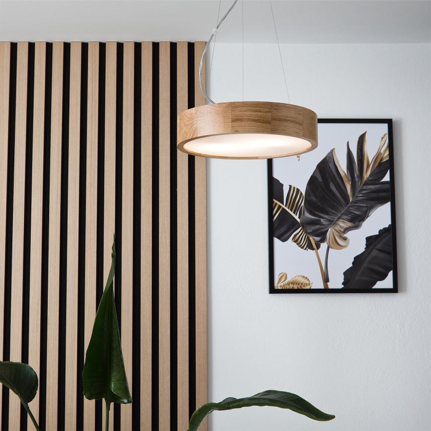Brilagi - LED RGBW димируем полилей на кабел CARVALHO 2xE27/9W/230V 2700-6500K Wi-Fi дъб Ø 37 см