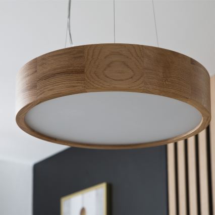 Brilagi - LED RGBW димируем полилей на кабел CARVALHO 2xE27/9W/230V 2700-6500K Wi-Fi дъб Ø 37 см