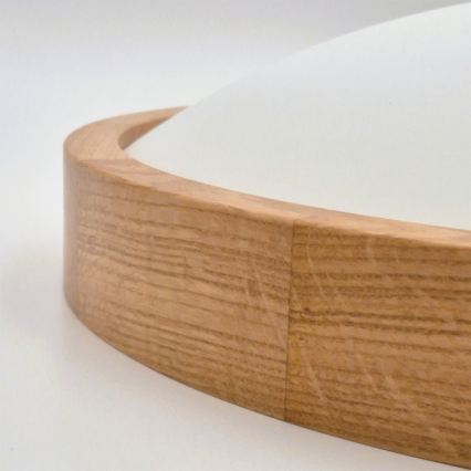 Brilagi - LED RGBW димируемо таванно осветително тяло CARVALHO SLIM 2xE27/15W/230V 2700-6500K Wi-Fi цвят дъб, диам. 37 см