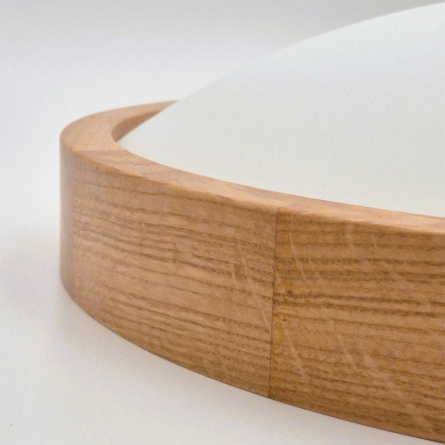 Brilagi - LED RGBW димируемо таванно осветително тяло CARVALHO SLIM 2xE27/15W/230V 2700-6500K Wi-Fi цвят дъб, диам. 37 см