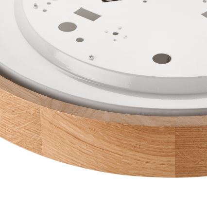 Brilagi - LED RGBW димируемо таванно осветително тяло CARVALHO SLIM 2xE27/9W/230V 2700-6500K Wi-Fi цвят дъб, диам. 37 см