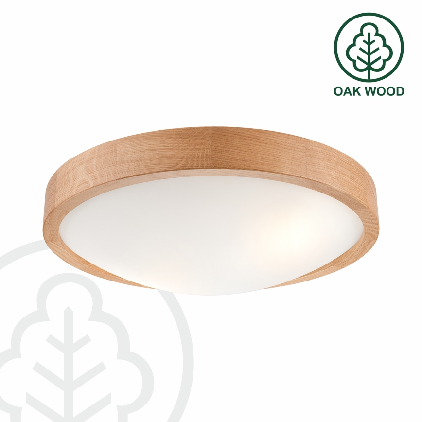Brilagi - LED RGBW димируемо таванно осветително тяло CARVALHO SLIM 2xE27/9W/230V 2700-6500K Wi-Fi цвят дъб, диам. 37 см
