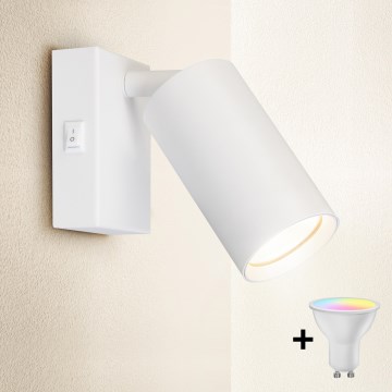 Brilagi - LED RGBW димируема стенна точкова лампа SELE 1xGU10/6W/230V 3000K бяла + дистанционно управление