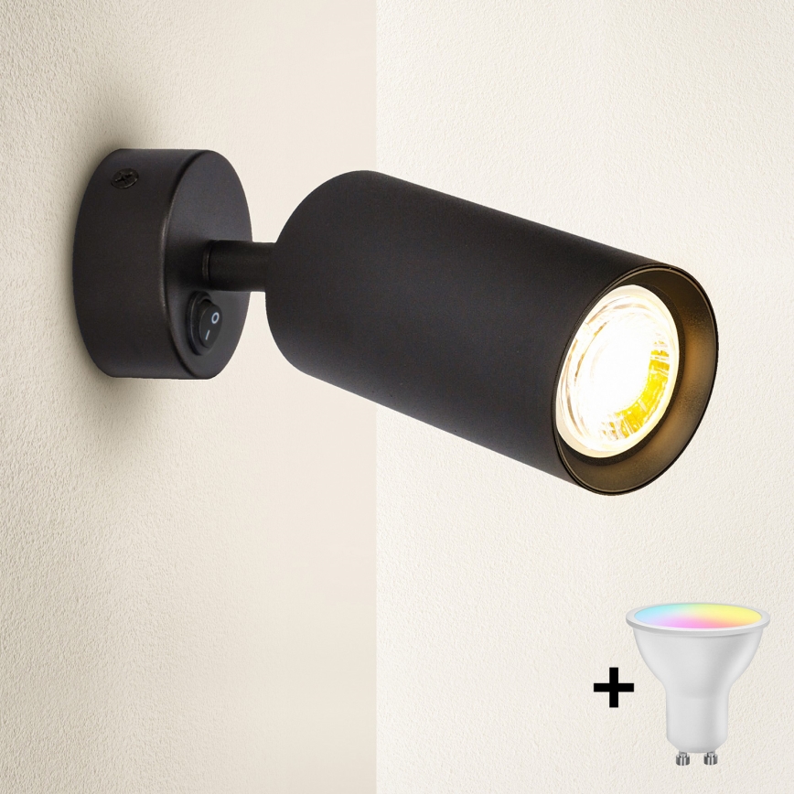 Brilagi - LED RGBW димируема стенна точкова лампа SELE 1xGU10/6,5W/230V 2700-6500K черна