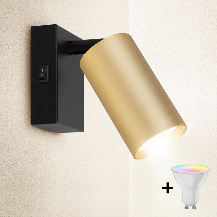 Brilagi - LED RGBW димируема стенна точкова лампа SELE 1xGU10/6,5W/230V 2700-6500K черна/златиста