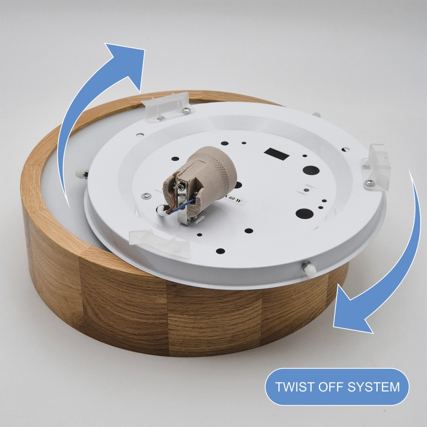 Brilagi - LED RGBW димируемо таванно осветително тяло CARVALHO 1xE27/15W/230V 2700-6500K с Wi-Fi в цвят дъб, диаметър 27,5 см