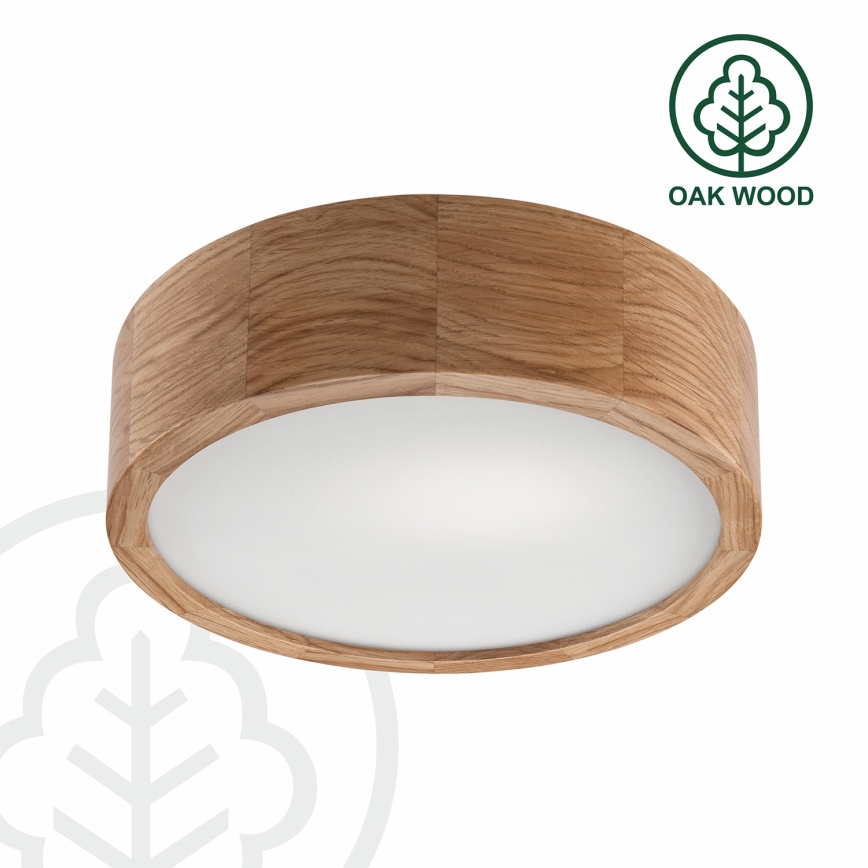 Brilagi - LED RGBW димируемо таванно осветително тяло CARVALHO 1xE27/9W/230V 2700-6500K с Wi-Fi в цвят дъб, диаметър 27,5 см