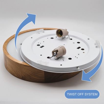 Brilagi - LED RGBW Димируемо таванно осветително тяло CARVALHO 2xE27/15W/230V 2700-6500K Wi-Fi дъб Ø 37,5 см