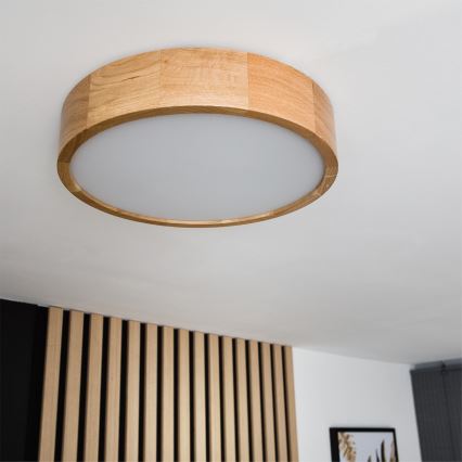 Brilagi - LED RGBW Димируемо таванно осветително тяло CARVALHO 2xE27/9W/230V 2700-6500K Wi-Fi дъб Ø 37,5 см
