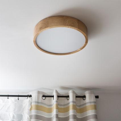 Brilagi - LED RGBW Димируемо таванно осветително тяло CARVALHO 2xE27/9W/230V 2700-6500K Wi-Fi дъб Ø 37,5 см