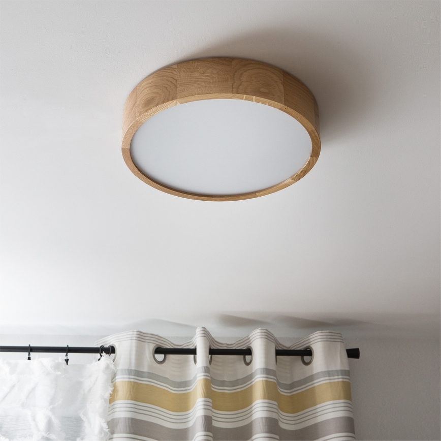 Brilagi - LED RGBW Димируемо таванно осветително тяло CARVALHO 2xE27/9W/230V 2700-6500K Wi-Fi дъб Ø 37,5 см