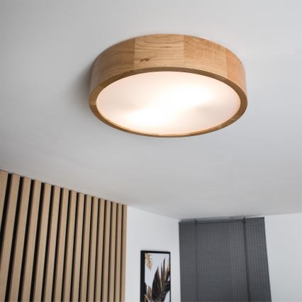Brilagi - LED RGBW Димируемо таванно осветително тяло CARVALHO 2xE27/9W/230V 2700-6500K Wi-Fi дъб Ø 37,5 см