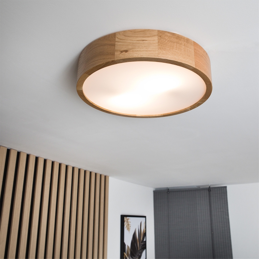 Brilagi - LED RGBW Димируемо таванно осветително тяло CARVALHO 2xE27/9W/230V 2700-6500K Wi-Fi дъб Ø 37,5 см