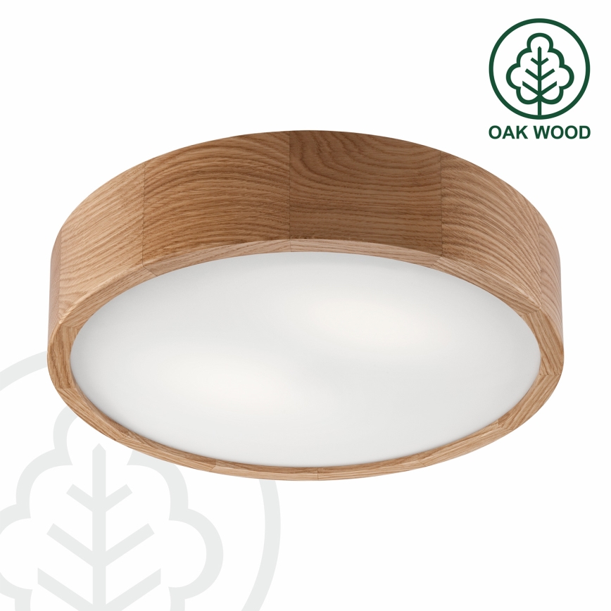 Brilagi - LED RGBW Димируемо таванно осветително тяло CARVALHO 2xE27/9W/230V 2700-6500K Wi-Fi дъб Ø 37,5 см