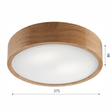 Brilagi - LED RGBW Димируемо таванно осветително тяло CARVALHO 2xE27/9W/230V 2700-6500K Wi-Fi дъб Ø 37,5 см