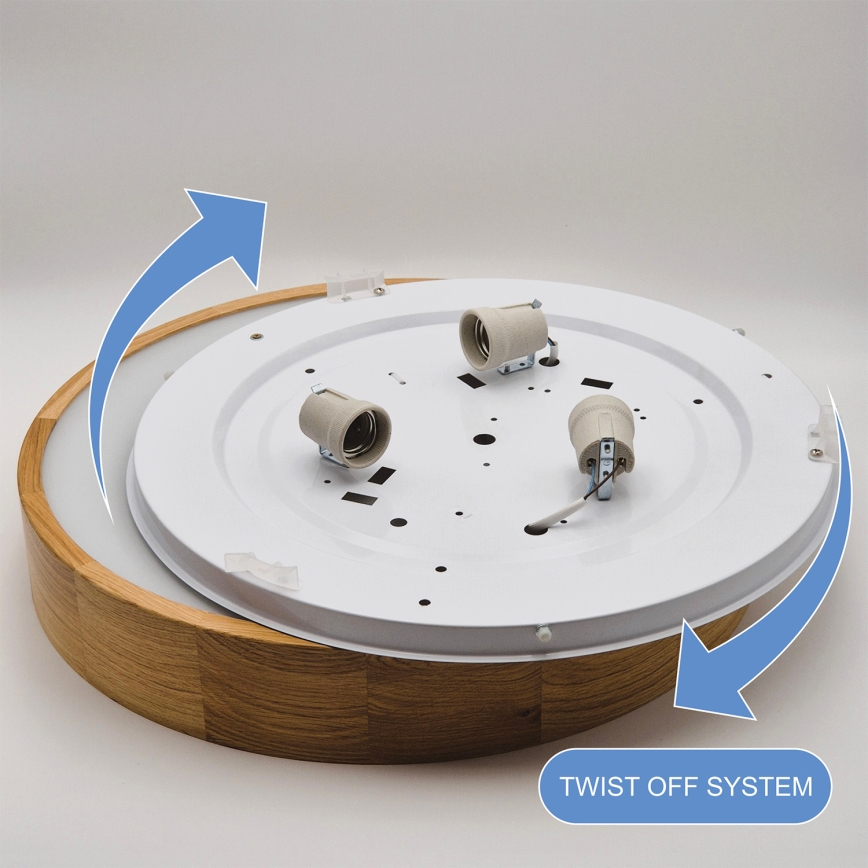 Brilagi - LED RGBW димируема плафониера CARVALHO 3xE27/15W/230V 2700-6500K Wi-Fi дъб Ø 47,5 см