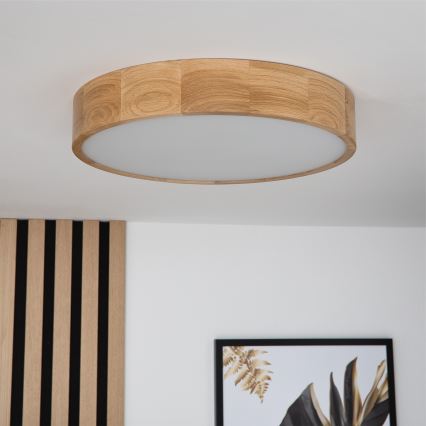 Brilagi - LED RGBW димируема плафониера CARVALHO 3xE27/9W/230V 2700-6500K Wi-Fi дъб Ø 47,5 см