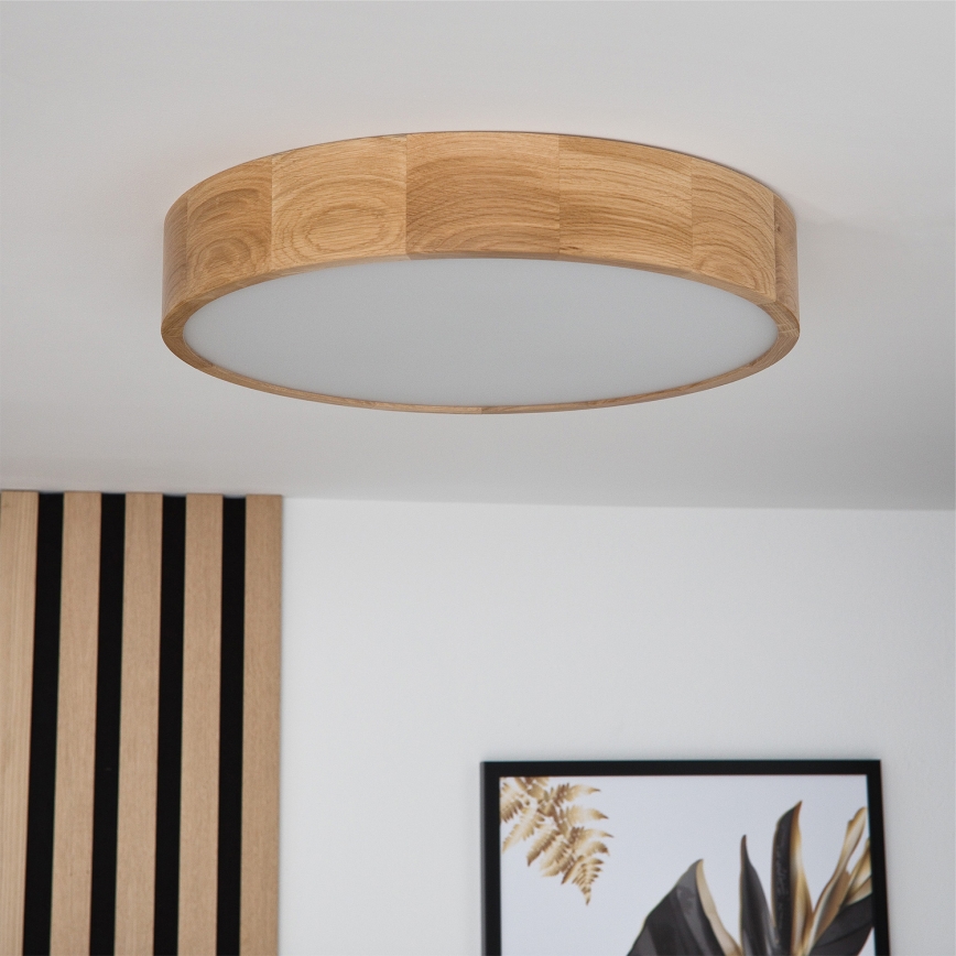 Brilagi - LED RGBW димируема плафониера CARVALHO 3xE27/9W/230V 2700-6500K Wi-Fi дъб Ø 47,5 см