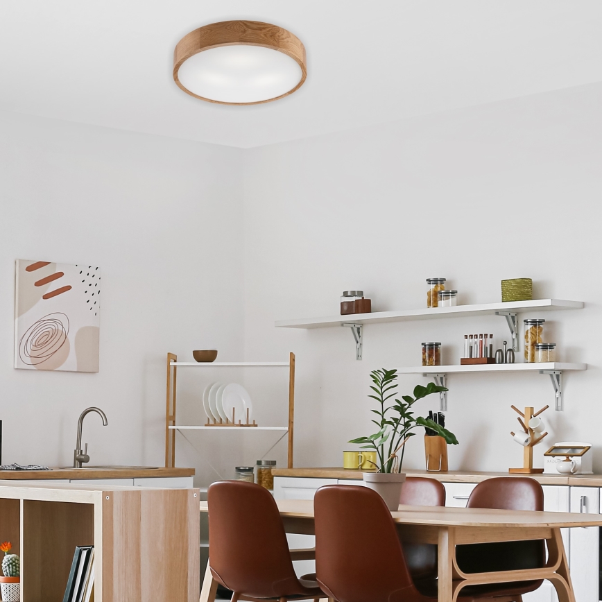 Brilagi - LED RGBW димируема плафониера CARVALHO 3xE27/9W/230V 2700-6500K Wi-Fi дъб Ø 47,5 см