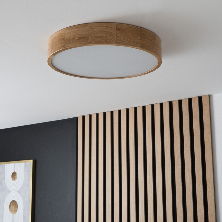 Brilagi - LED RGBW димируема плафониера CARVALHO 3xE27/9W/230V 2700-6500K Wi-Fi дъб Ø 47,5 см