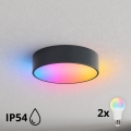 BRILAGI - LED RGBW димируема таванна лампа за баня CLARE 2xE27/12W/230V Ø 30 см антрацит IP54