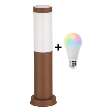 Brilagi - LED RGBW димируема външна лампа 1xE27/9W/230V 2700-6500K IP44 40 cm кафява