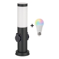 Brilagi - LED RGBW димируема външна лампа с 2 гнезда 1xE27/9W/230V 2700-6500K IP44 40 cm черна