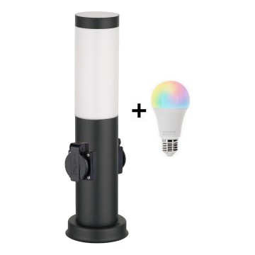 Brilagi - LED RGBW димируема външна лампа с 2 гнезда 1xE27/9W/230V 2700-6500K IP44 40 cm черна