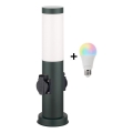 Brilagi - LED RGBW димируема външна лампа с 2 гнезда 1xE27/9W/230V 2700-6500K IP44 40 см антрацит