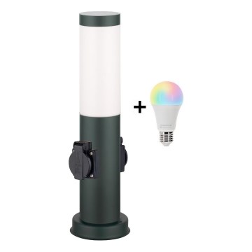 Brilagi - LED RGBW димируема външна лампа с 2 гнезда 1xE27/9W/230V 2700-6500K IP44 40 см антрацит