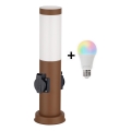 Brilagi - LED RGBW димируема външна лампа с 2 патрона 1xE27/9W/230V 2700-6500K IP44 40 cm кафява