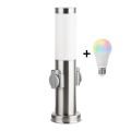 Brilagi - LED RGBW димируема външна лампа с 2 контакта и 1xE27/9W/230V 2700-6500K IP44 40 cm матов хром