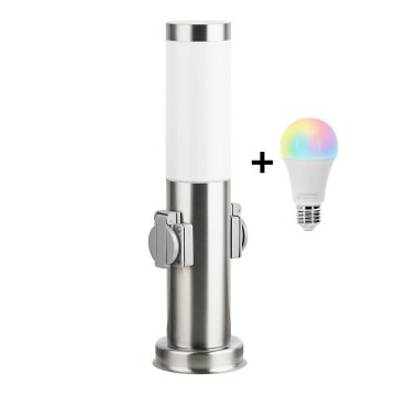 Brilagi - LED RGBW димируема външна лампа с 2 контакта и 1xE27/9W/230V 2700-6500K IP44 40 cm матов хром