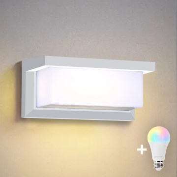 Brilagi - LED RGBW димируема външна стенна лампа BRICKY 1xE27/9W/230V 2700-6500K IP54 бяла