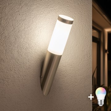 BRILAGI - LED RGBW димируема външна стенна лампа ELIA 1xE27/6,5W/230V 2700-6500K IP44 Wi-Fi матов хром