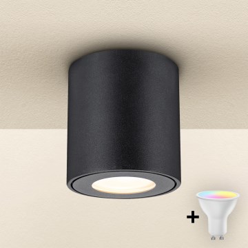 Brilagi - LED RGBW димируемо осветително тяло за баня MIA 1xGU10/4,8W/230V 3000K 84x80 mm черно IP54 + дистанционно управление